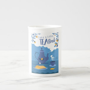 Taza De Porcelana Tea Break Design Bone China Special Mug