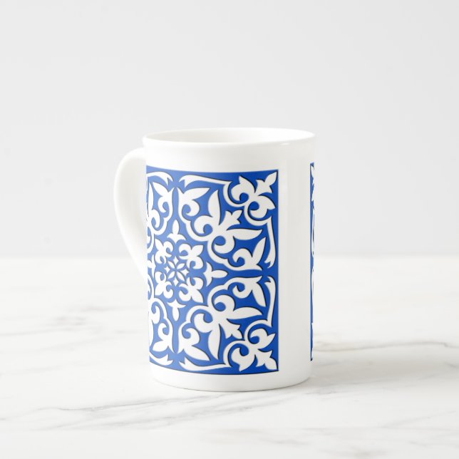 Taza De Porcelana Teja marroquí - azul y blanco de cobalto (Izquierda)