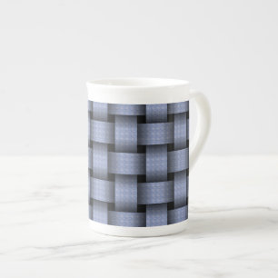 Taza De Porcelana Tejido de la cesta azul cielo