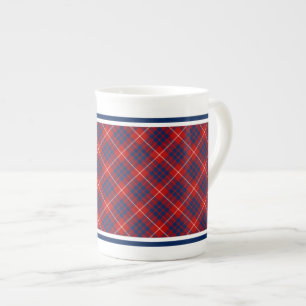 Taza De Porcelana Tela escocesa del azul rojo y real del tartán de