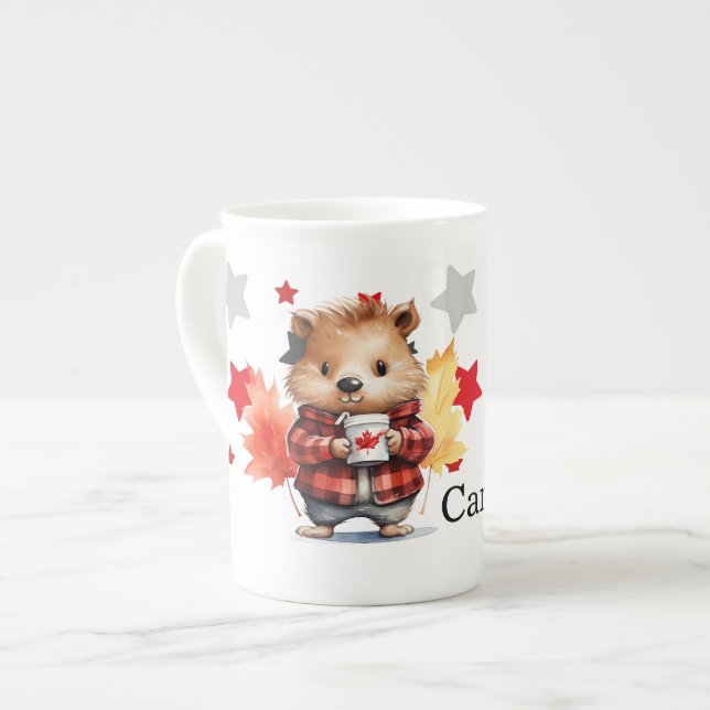 Taza De Porcelana Tema del Día de Canadá (Izquierda)