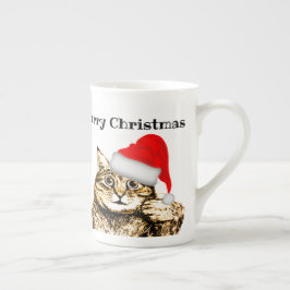 Taza De Porcelana Tema del gato Feliz Navidad personalizado
