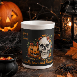 Taza De Porcelana Temporada espeluznante Calavera Calabaza Halloween
