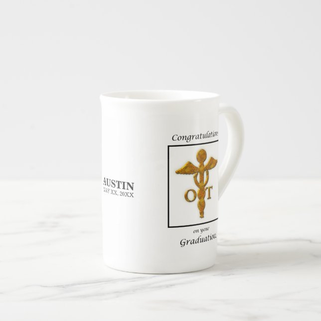 Taza De Porcelana Terapia Ocupacional Graduación Oro Antiguo (Derecha)