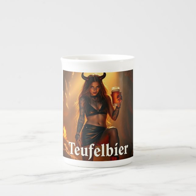 Taza De Porcelana Teufelbier: straight from hell (Frente)