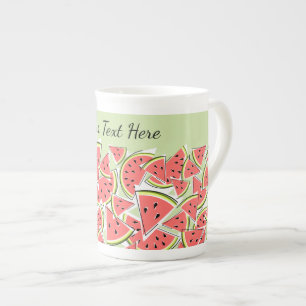 Taza De Porcelana Texto verde de la sandía