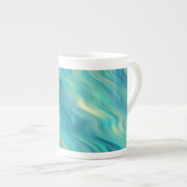 Taza De Porcelana Textura ondulada de hidrangea azul