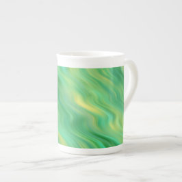 Taza De Porcelana Textura ondulada verde pino