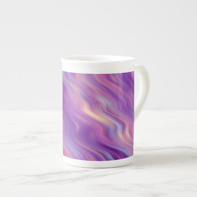 Taza De Porcelana Textura violeta púrpura ondulada (Derecha)
