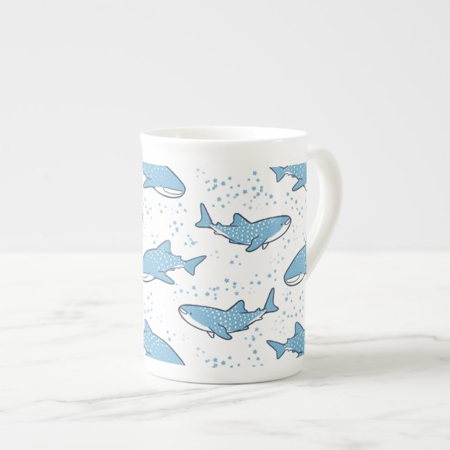 Taza De Porcelana Tiburón de ballena estrellado (luz) (Derecha)
