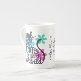 Taza De Porcelana Tiempo dedicado a los gatos, Flores Groovy Brillan