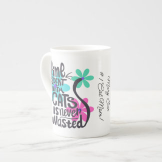 Taza De Porcelana Tiempo dedicado a los gatos, Flores Groovy Brillan