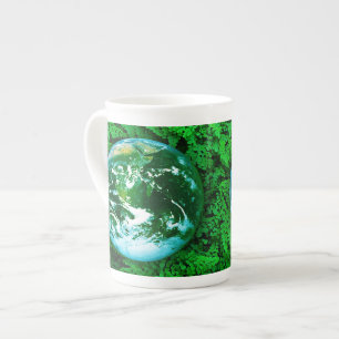 Taza De Porcelana Tierra verde - conciencia ecológica