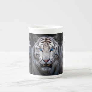 Taza De Porcelana Tigre Blanco con Ojos Azules