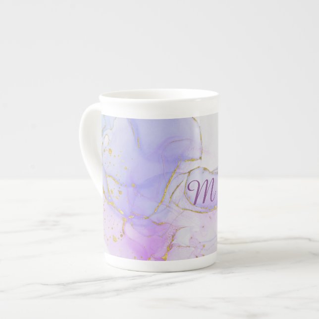 Taza De Porcelana Tinta de alcohol rosa, púrpura y azul (Izquierda)