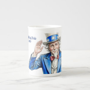 Taza De Porcelana Tío Sam Feliz 4 de Julio Patriótico