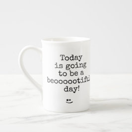 Taza De Porcelana Tipografía negra Frase Beooootia Day
