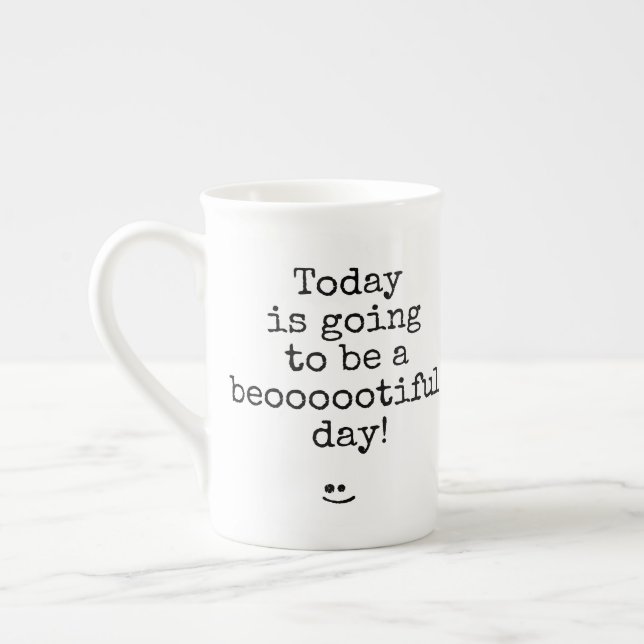 Taza De Porcelana Tipografía negra Frase Beooootia Day (Izquierda)