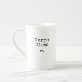 Taza De Porcelana Tipografía negra Frase Carpe Diem