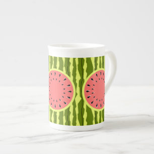 Taza De Porcelana Tiras de sandía rosadas