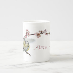 Taza De Porcelana Tits azules del vintage