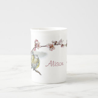 Taza De Porcelana Tits azules del vintage