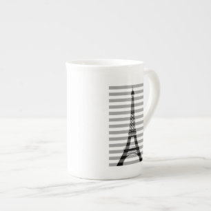 Taza De Porcelana Torre Eiffel de París Tiras blancas negras
