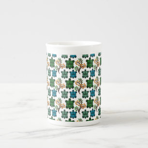 Taza De Porcelana Tortuga Marina Tropical Patrón Floral   Océano Cos
