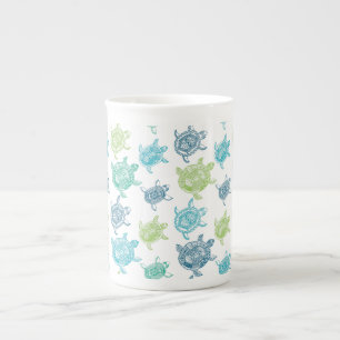 Taza De Porcelana Tortugas azules y verdes