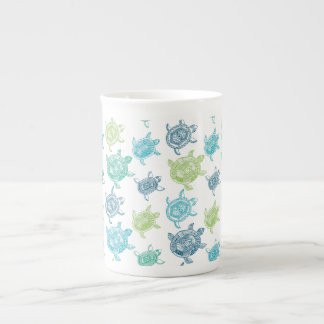 Taza De Porcelana Tortugas azules y verdes