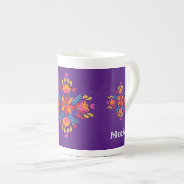 Taza De Porcelana Tradicional Motif Mexicano Café Mug (Derecha)