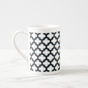 Taza De Porcelana Trébol blanco y negro, Entramado, Quatrefoil