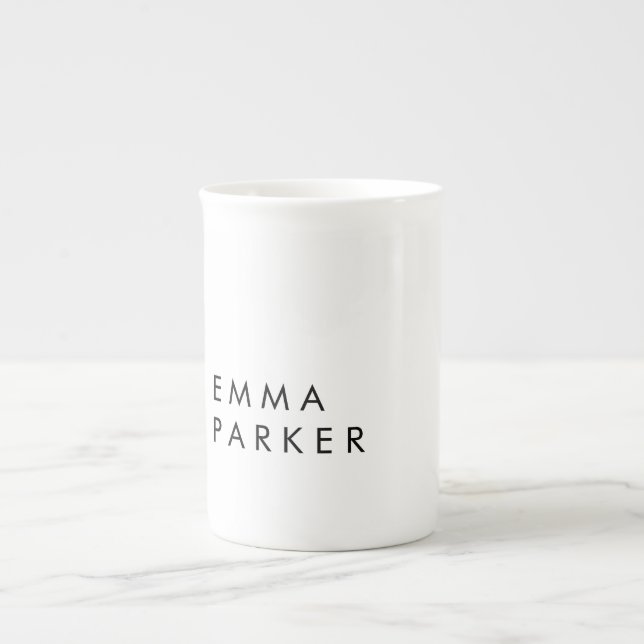 Taza De Porcelana Trendy blanca negra única agrega tu nombre (Frente)
