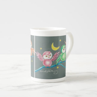 Taza De Porcelana Tres búhos