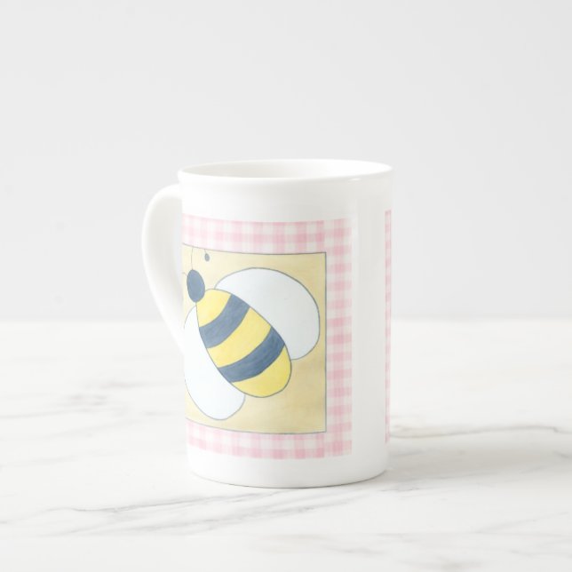 Taza De Porcelana Trío de abejas con flores (Izquierda)