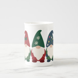 Taza De Porcelana "Trío de Gnome Navidades - Festividad