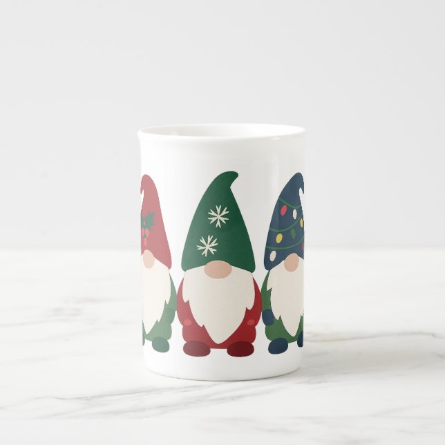 Taza De Porcelana "Trío de Gnome Navidades - Festividad (Frente)