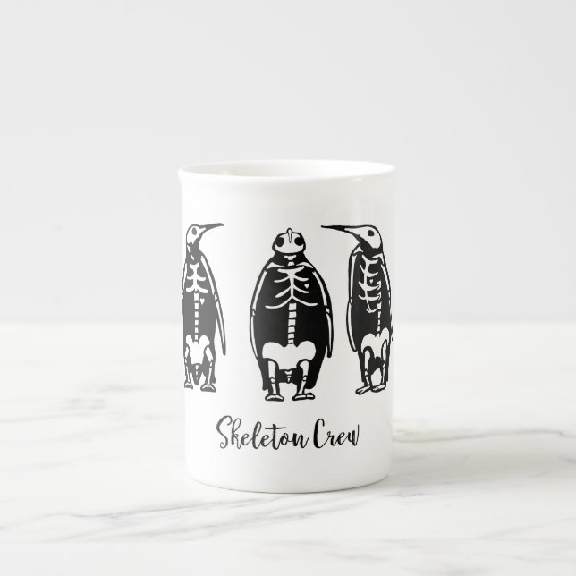 Taza De Porcelana Trío del pingüino del equipo esquelético (Frente)