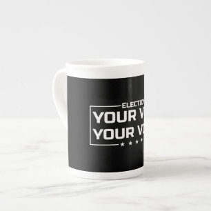 Taza De Porcelana Tu Voto Tu Voz fuente blanca
