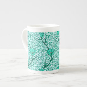 Taza De Porcelana Tulip Damask de Art Nouveau, Turquesa