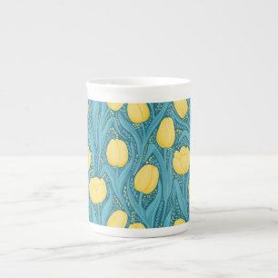 Taza De Porcelana Tulipanes azules y amarillos