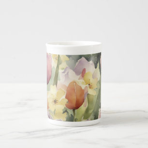 Taza De Porcelana Tulipanes floreciendo en primavera