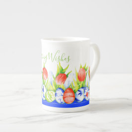 Taza De Porcelana Tulipanes Primavera Hueso de Pascua China Mug