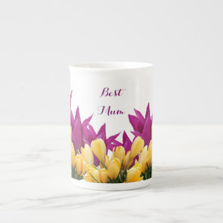 Taza De Porcelana tulipanes rosa floral elegante mejor Mamá