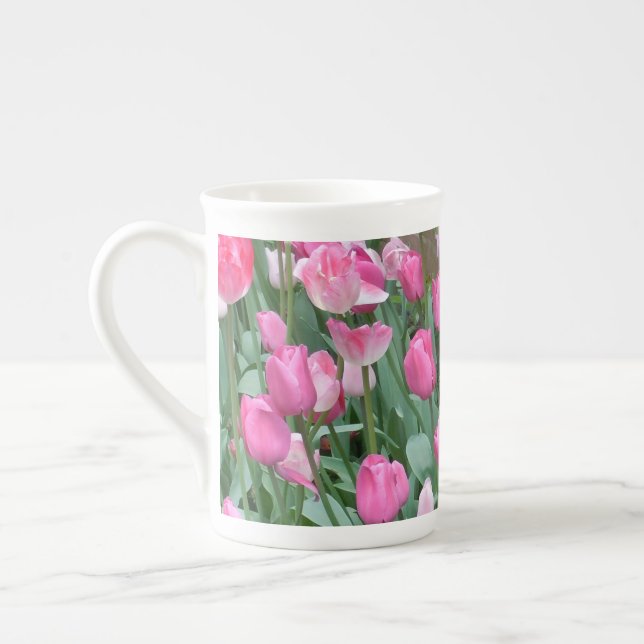 Taza De Porcelana Tulipanes rosados (Izquierda)