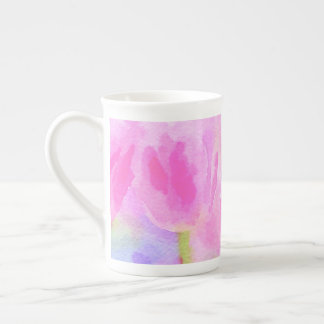 Taza De Porcelana Tulipano rosa de color de agua moral de China