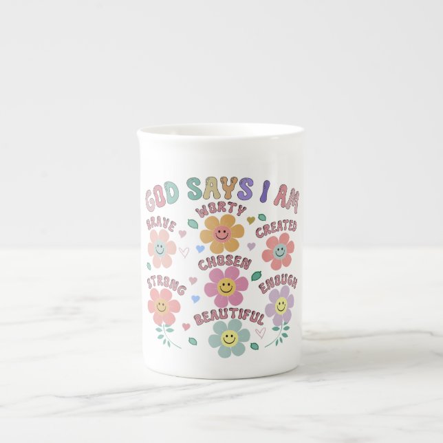 Taza De Porcelana Tumbler térmico de afirmaciones florecientes (Frente)