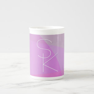 Taza De Porcelana Tus iniciales superpuestas   Geométrico rosa moder