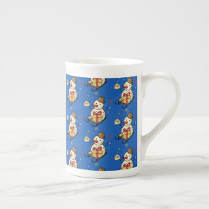 Taza De Porcelana Un Hombre De Nieve Aburrido En Una Llanta