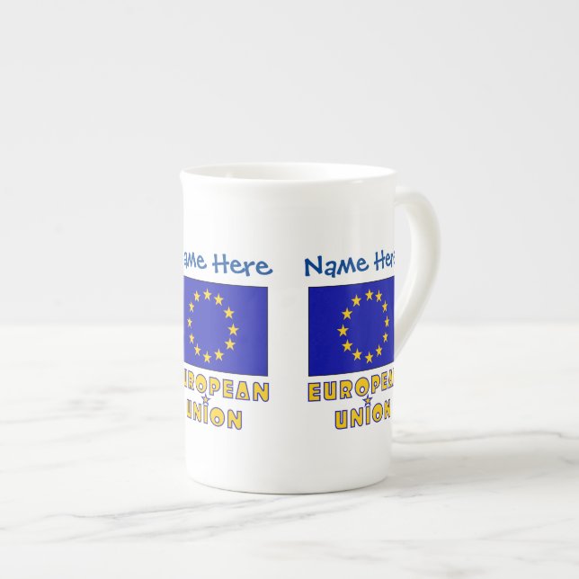 Taza De Porcelana Unión Europea Bandera Azul Personalización (Derecha)